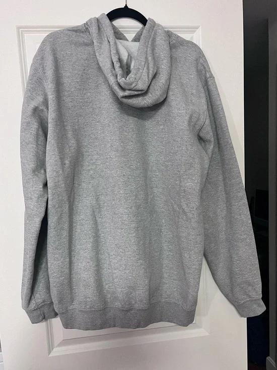 Carhartt Men's Heather Gray Pullover Hoodie with Black Sleeve Logo L Tall - Picture 3 of 4